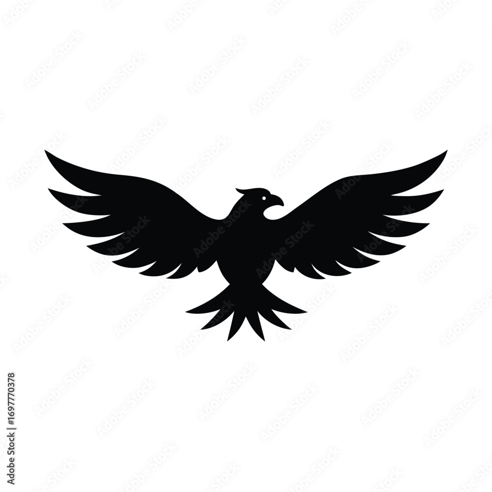 Fototapeta premium Majestic black eagle in flight with spread wings for banner or advertisement