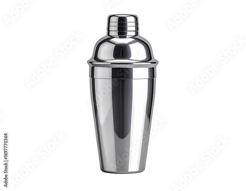 Stylish Metallic Cocktail Shaker on White Background