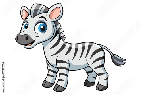 Cartoon Zebra on White Background Animated Animal Art