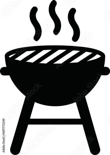 Hot grill icon for outdoor cooking and barbecue