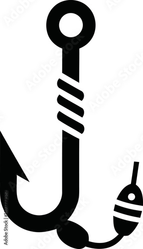 Fishing hook with bobber simple icon vector