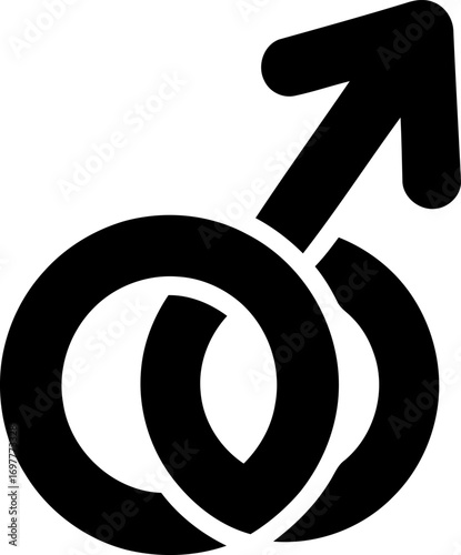 Two intertwined male symbols simple graphic