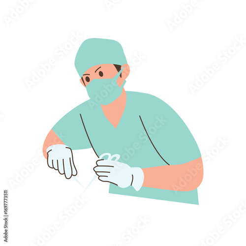 Illustration of an Veterinary Doctor and Nurse Surgery