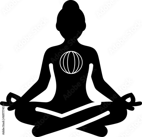Silhouette of person meditating in lotus pose