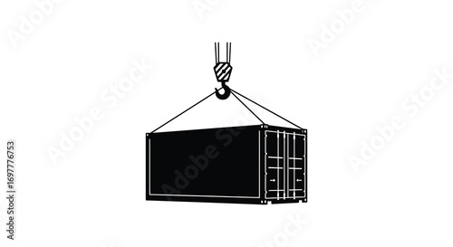 a container being lifted by crane hooks illustration