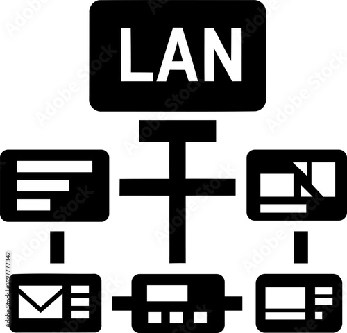 Local area network diagram simple computer connection icon
