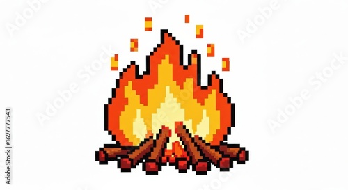 Pixelated Campfire: Retro Gaming Icon