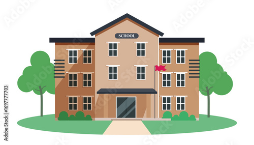 School building icon clip art set. School university and college building clip art for students and pupils learning classroom drawing collection vector illustration.  
