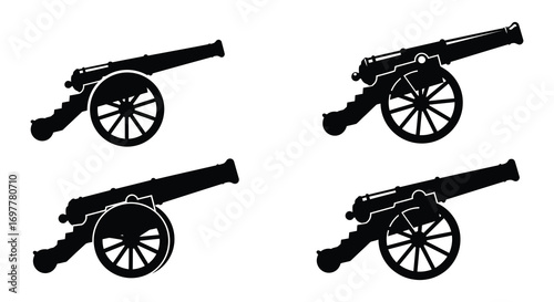 historical cannons displayed in various angles and perspectives
