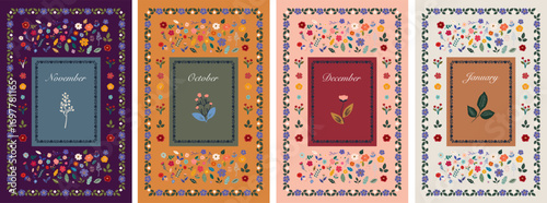 Cover design. Calendar, notebook, cards and posters design