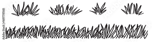 doodle sketch style of grass cartoon hand drawn illustration 