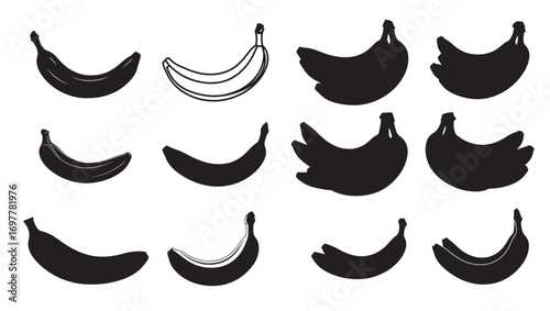  banana silhouette white background vector illustration