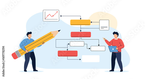 Creating a workflow diagram illustrating business process improvement strategies for enhanced efficiency