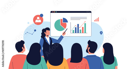 Business professionals gather to learn about financial growth strategies and data analysis techniques for successful ventures