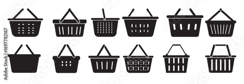 baskets silhouette white background vector illlustration