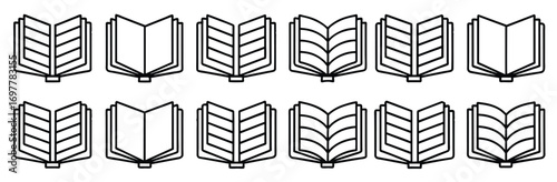  book line icons set editable stroke outline icons set vector illustration