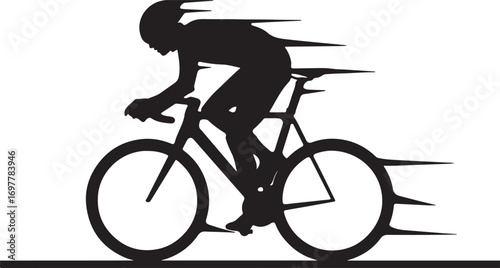 Black silhouette of a cyclist in motion with abstract motion blur effect bicycle cycling