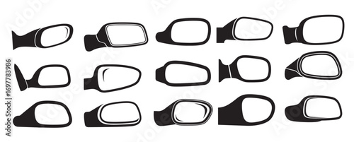 car mirror silhouette white background vector illustration
