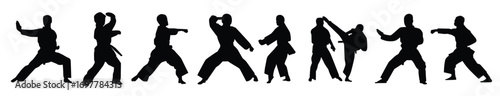 collection of karate silhouette illustrations