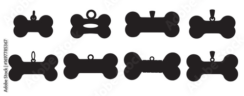 dog bones silhouette white background vector illustration