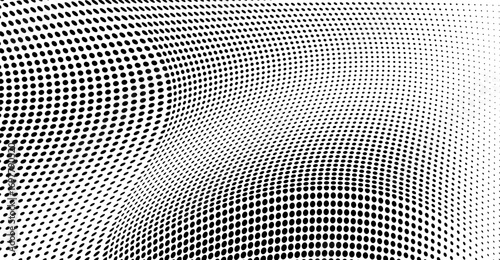 Abstract halftone wave dotted background. Halftone  grunge pattern with square.  Vector halftone modern pop art twisted texture for poster, cover, business card, postcard, art label layout, sticker.