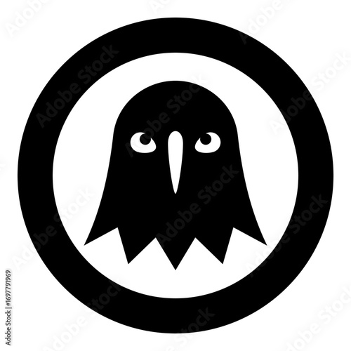 Eagle head falcon egyptian mythology Ra Ancient deity sun sky hunter icon in circle round black color vector illustration image solid outline style