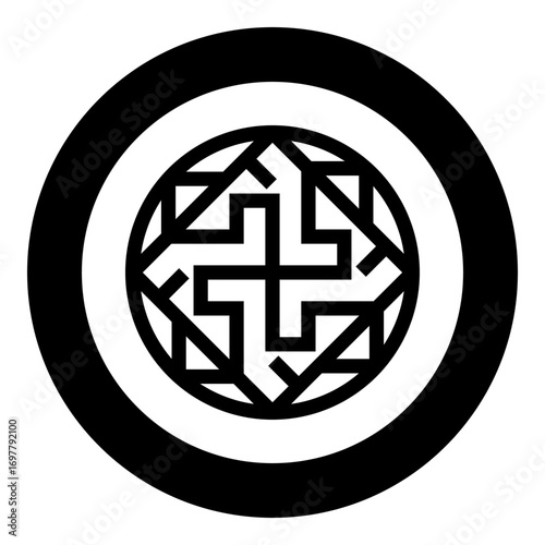 Valkyrie symbol sign slavic pagan icon in circle round black color vector illustration image solid outline style