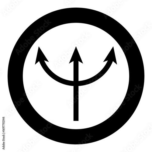 Trident Neptune icon in circle round black color vector illustration image solid outline style