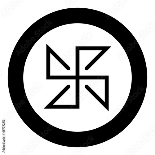 Yarovrat symbol sign slavic pagan icon in circle round black color vector illustration image solid outline style
