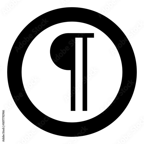 Paragraph sign Editable pilcrow text symbol typing element icon in circle round black color vector illustration image solid outline style