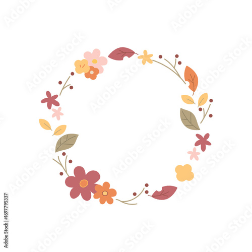 秋っぽい手描きベクター輪っかフレーム