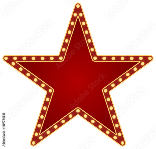 Red star marquee sign with light bulbs