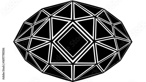 Abstract geometric shape with triangles and squares in black and white design illustration created with generated ai