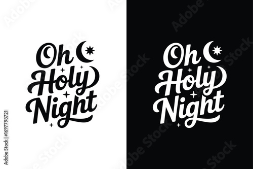 Oh Holy Night Typography T Shirt Design