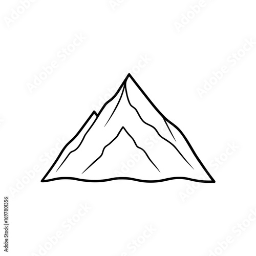 Simple outline drawing of a mountain peak on transparent background