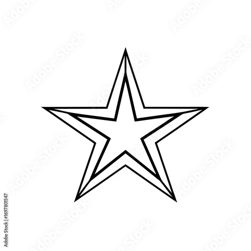 Outlined double star shape on white page on transparent background