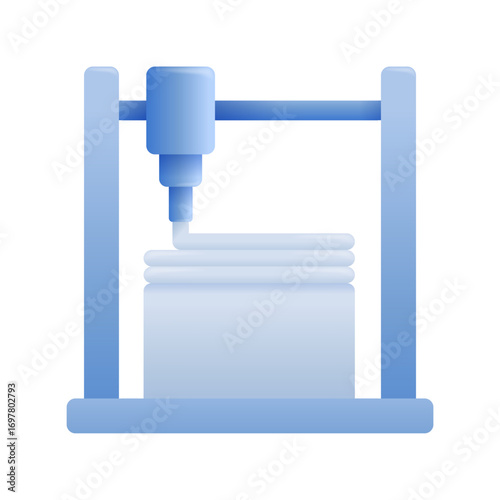 3D Printer icon in glossy decoration