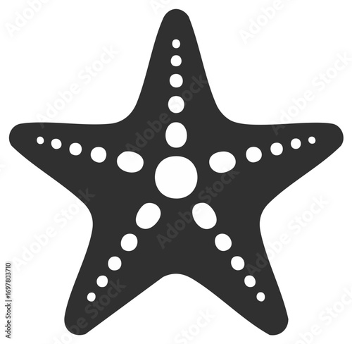 Simple starfish icon silhouette vector graphic of a sea star marine animal