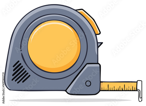 Cartoon measuring tape with yellow tape measure extended