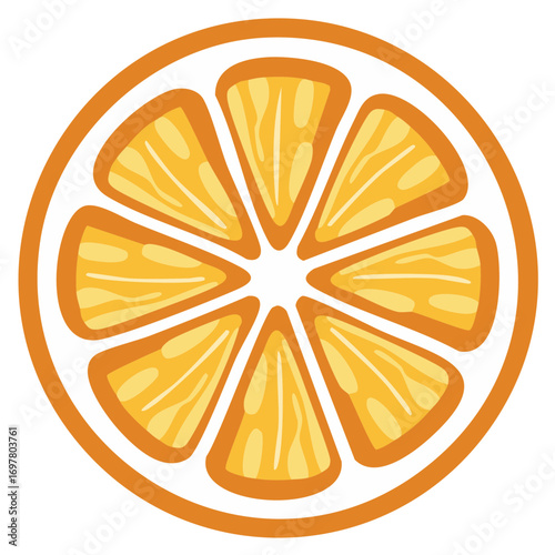 Stylized Orange Slice Illustration Showing Juicy Segments Against White Background