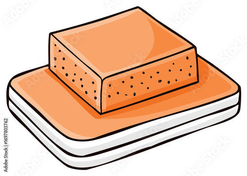 Orange Sponge Stacked and Layered for Cleaning or Scrubbing Tasks