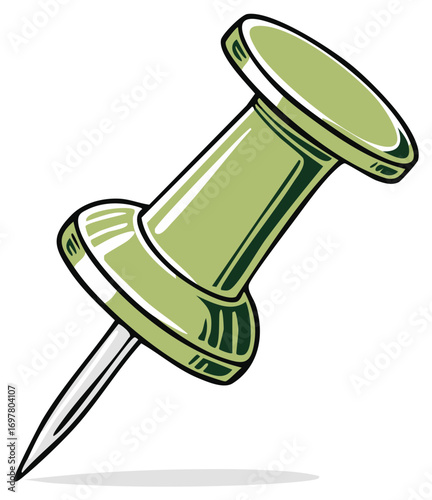Single Light Green Pushpin with Sharp Metal Point