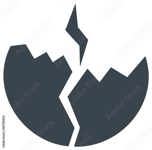 Simple flat vector icon of a cracked egg, symbol of hatching, new life, and fragility