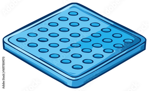 Blue Square Tray with Symmetrical Oval Indentations for Holding Pill Capsules