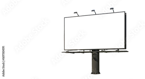Blank Outdoor Billboard with Lights Advertising Mockup.