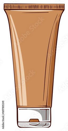 Realistic Brown Cosmetic Tube with Flip Top Cap