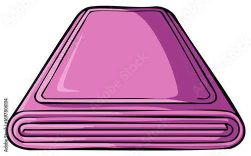 Vibrant pink folded mat or towel illustration a clean graphic of neatly stacked textile fabric