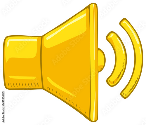 Cartoon Loudspeaker Illustration Yellow Sound Icon Symbol, Communication Audio Speaker Volume, Alert Announcement Amplifier Design