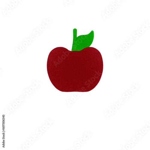 Red apple with heart shape isolated on white background illustration