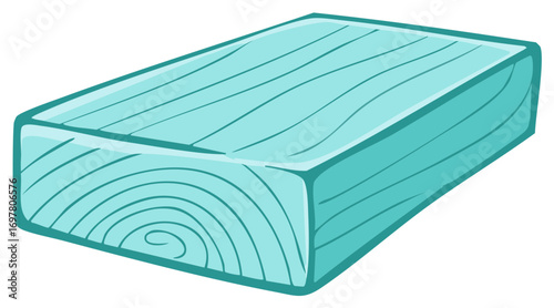 Stylized turquoise wooden block or plank illustration with visible wood grain texture